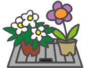 メータボックスの上の植木鉢のイラスト