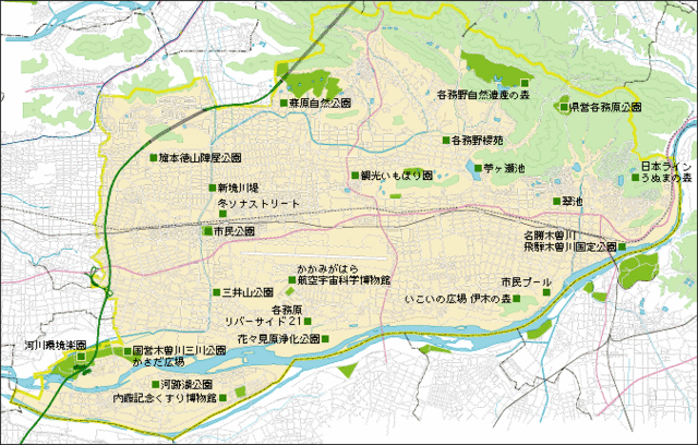 花・木の名所の周辺地図