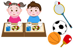 給食とスポーツのイラスト