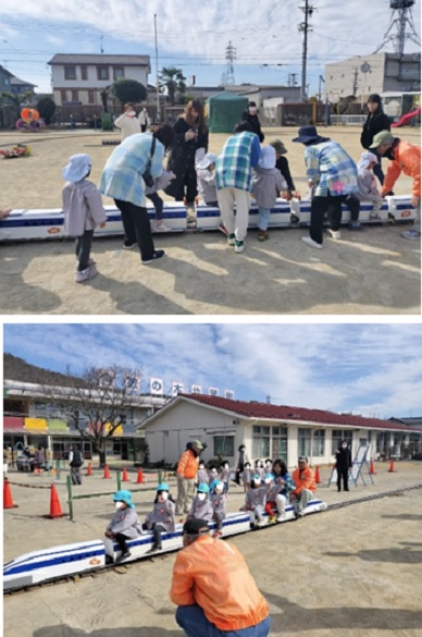 合歓の木幼稚園ミニSL乗車会のようす
