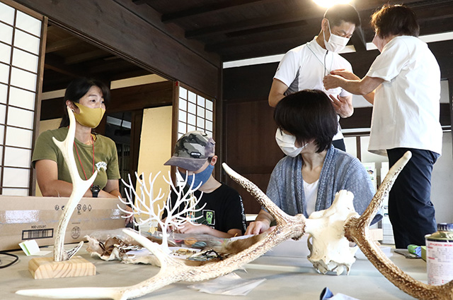 自然体験塾「お母さんハンターによるワークショップ～鹿の角のクラフト～」の写真