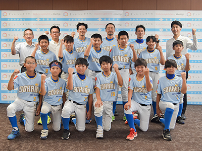 浅野市長と蘇原第一・第二野球スポーツ少年団