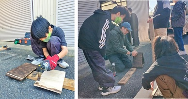 鳥の餌場作りのようす