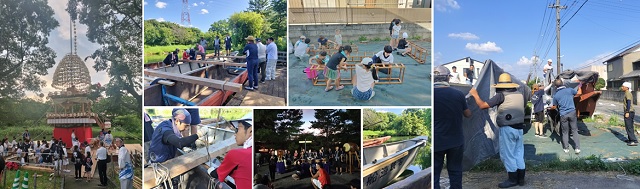 川まつりの準備から片付けのようす