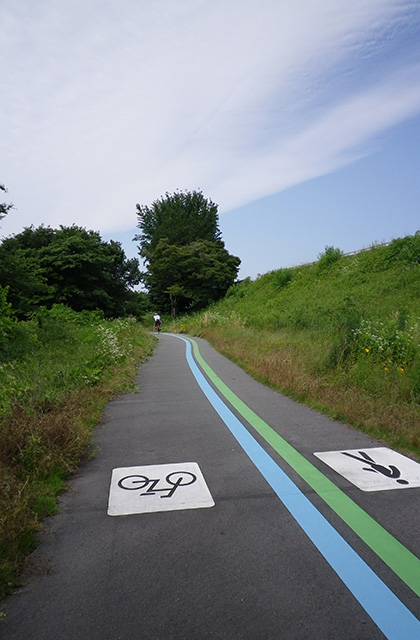 木曽川沿いのサイクリングロードの写真