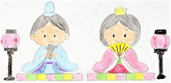 お内裏様とお雛様の手書き画像です。