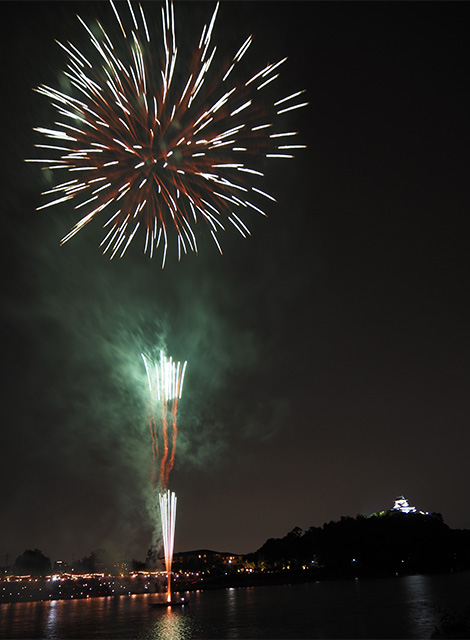 日本ライン夏まつりロングラン花火の写真