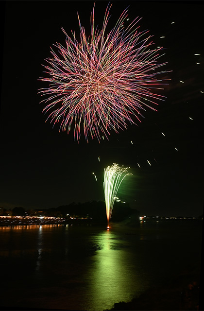 日本ライン夏まつりロングラン花火の写真