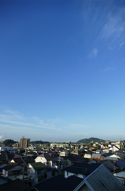 夏の朝、犬山城遠望の写真