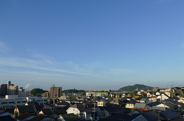 夏の朝、犬山城遠望の写真